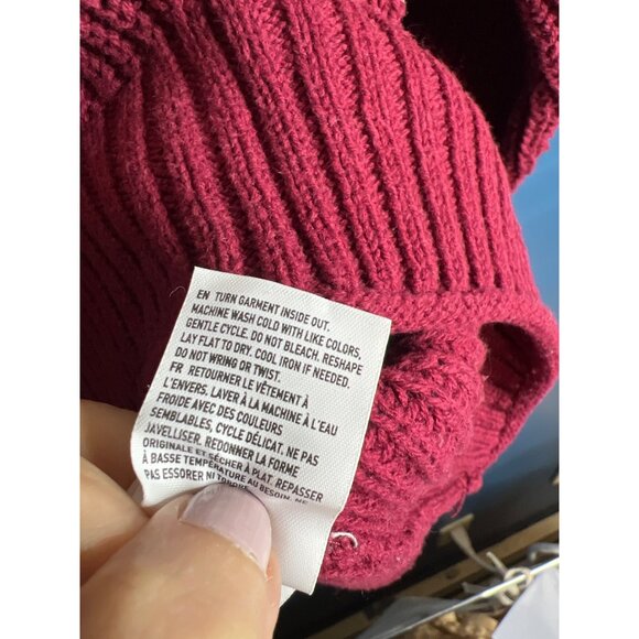 American Eagle Womens Knit Sweater S Berry Red Stripe Crewneck - Picture 4 of 6